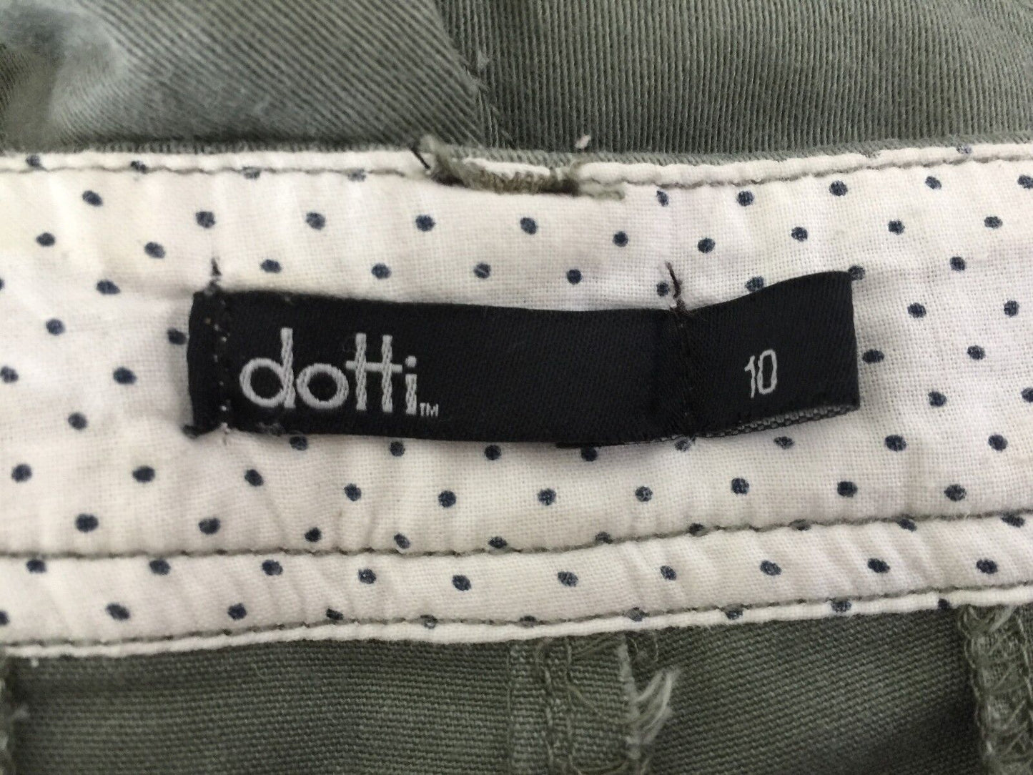 DOTTI Shorts Casual Khaki Denim Red Buttons Back Pockets Ladies Size 10