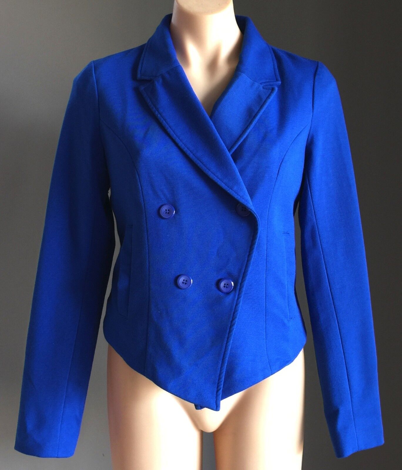 DOTTI Jacket Cobalt Blue Lined Crop Fitted Cropped Blazer Size 12 Retro