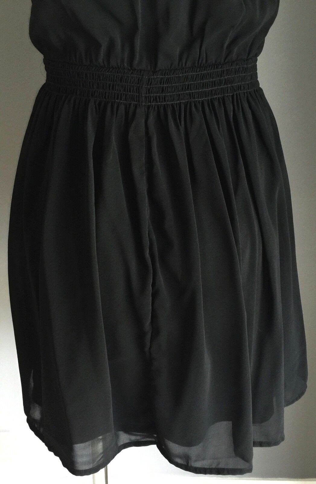 DOTTI Dress Black & Ivory Lace Short Sleeve Elastic Waist Dress Sz 8 10 Vintage