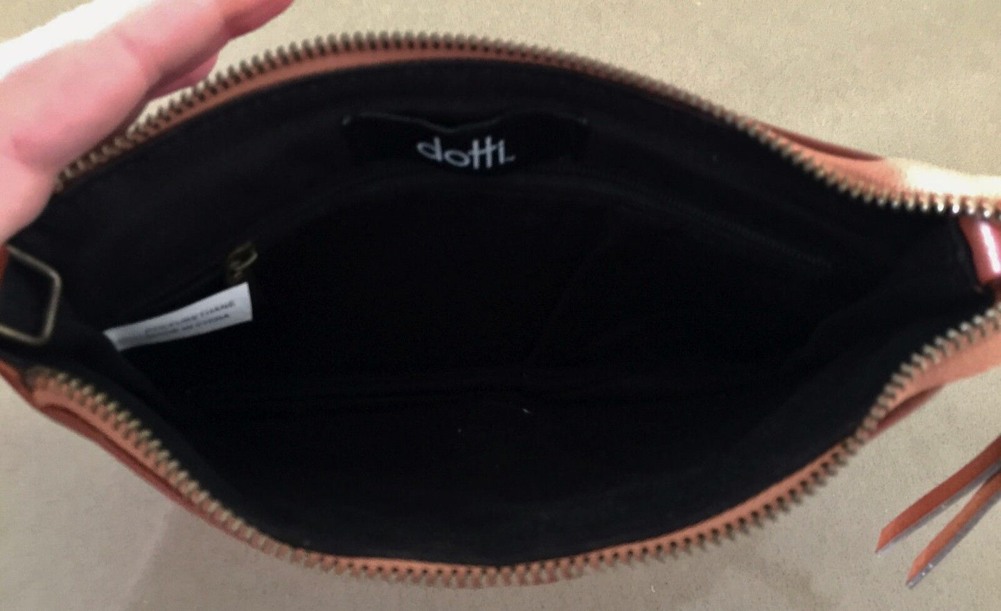 DOTTI Bag Rich Tan Unique Pleather Embossed Envelope Clutch Vintage