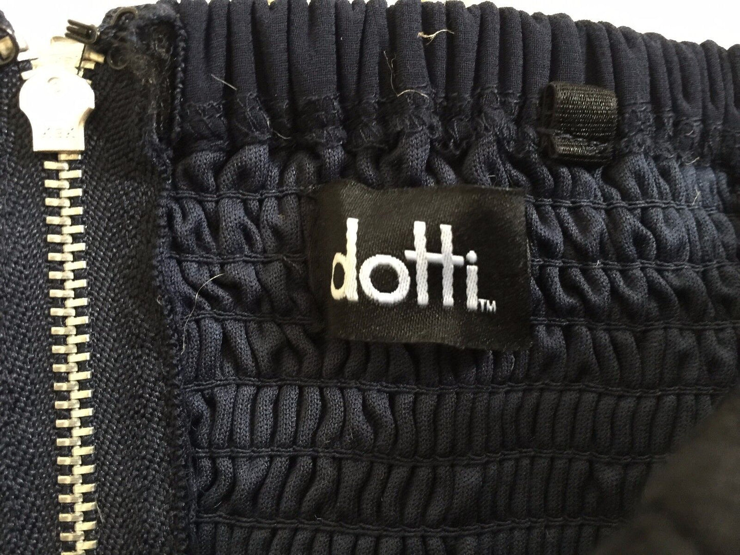 DOTTI MINI Strapless Dress Black Lace Bodice & Navy Ladies Size 8 10 Retro