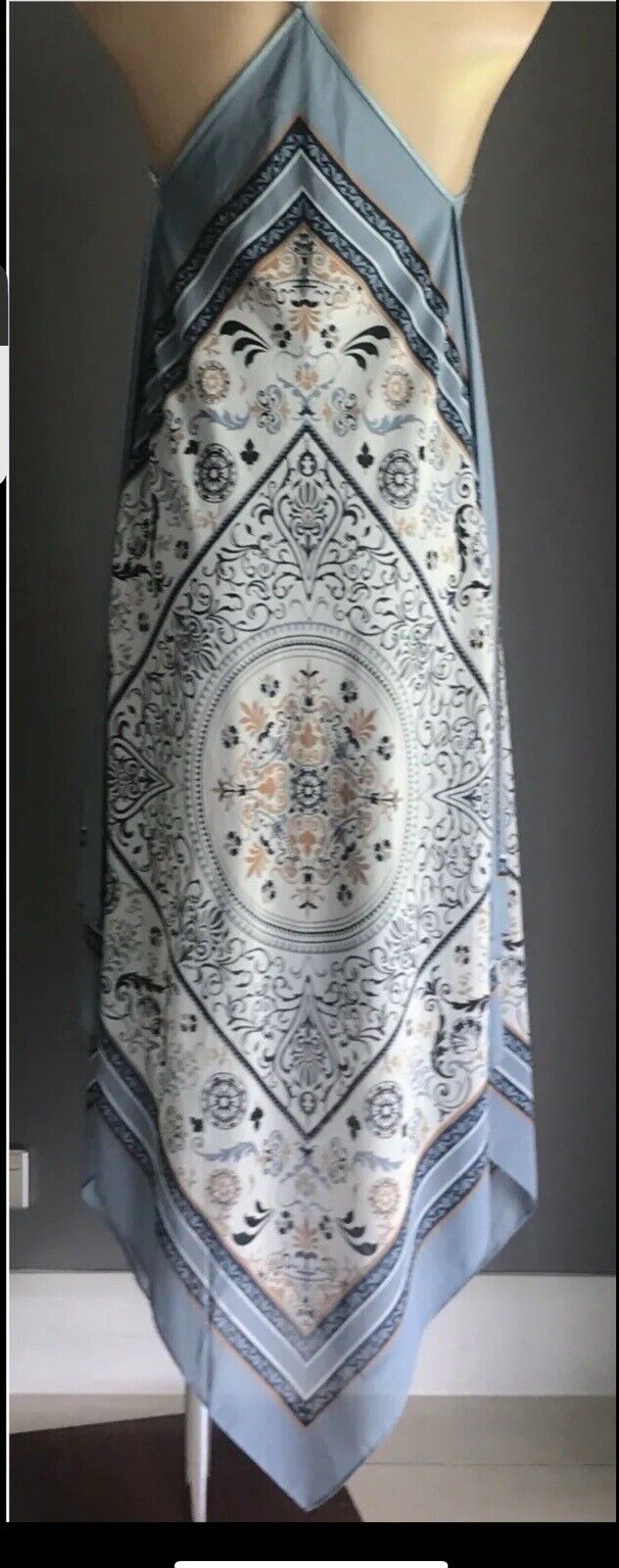 TARGET Limited Edition Strappy Midi Dress Blue Mandala Print Scarf Hanky Hem 10