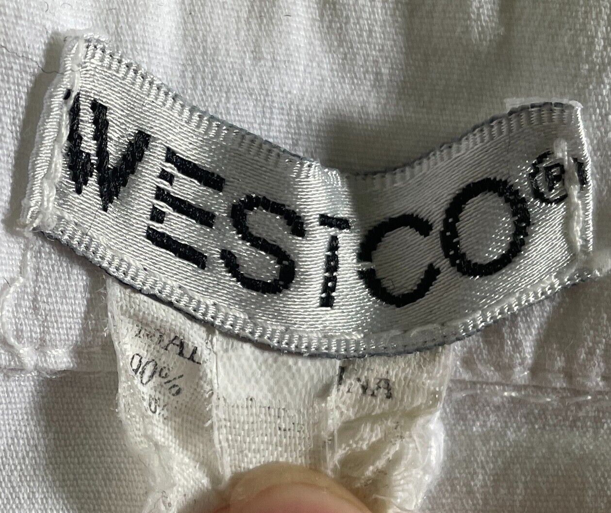 WESTCO White Shirt 3/4 Sleeve Fitted Stretch Button Up Collar Size 12 Retro