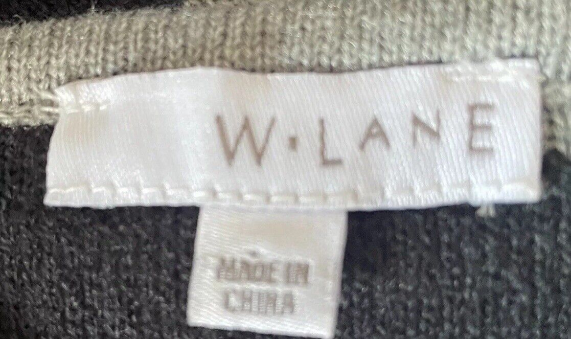 W.LANE Knit Poncho Grey & Black Stripe Diagonal Shoulder Wrap One Size 8 12