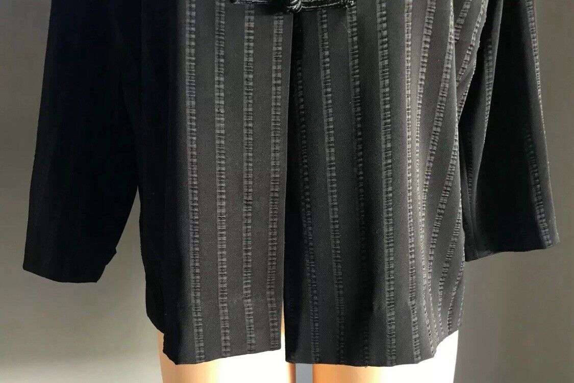 TAKING SHAPE TS Jacket Black Self Stripe Mandarin Collar 3/4 Sleeve Plus Size 16