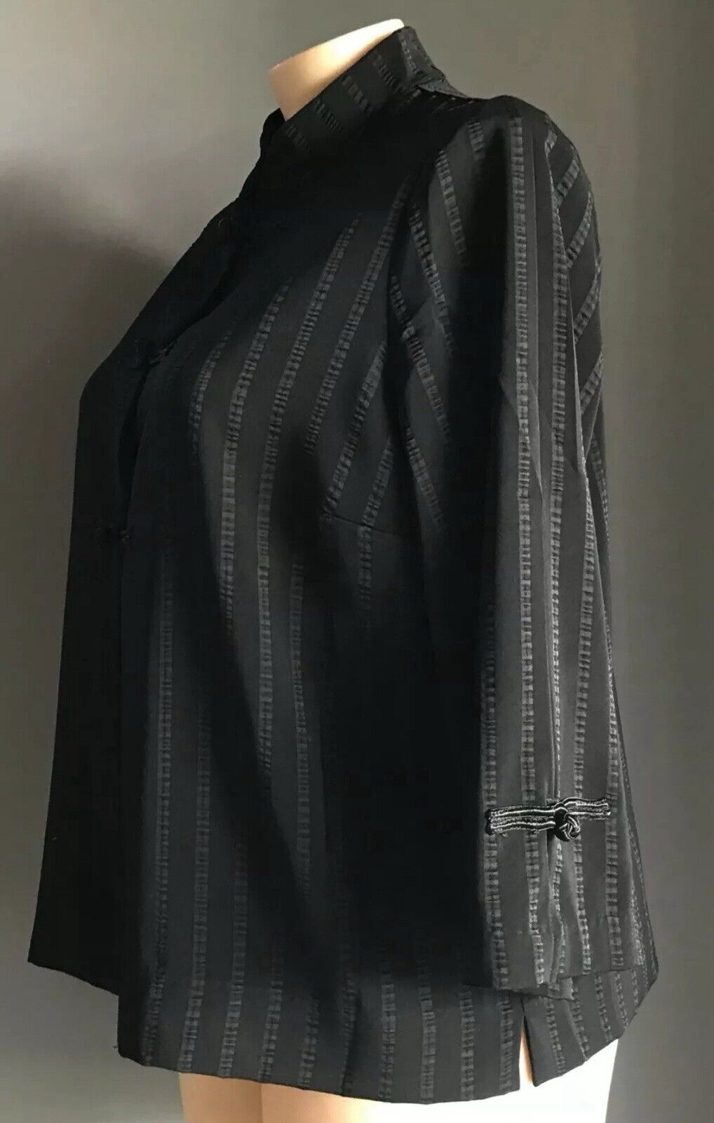TAKING SHAPE TS Jacket Black Self Stripe Mandarin Collar 3/4 Sleeve Plus Size 16