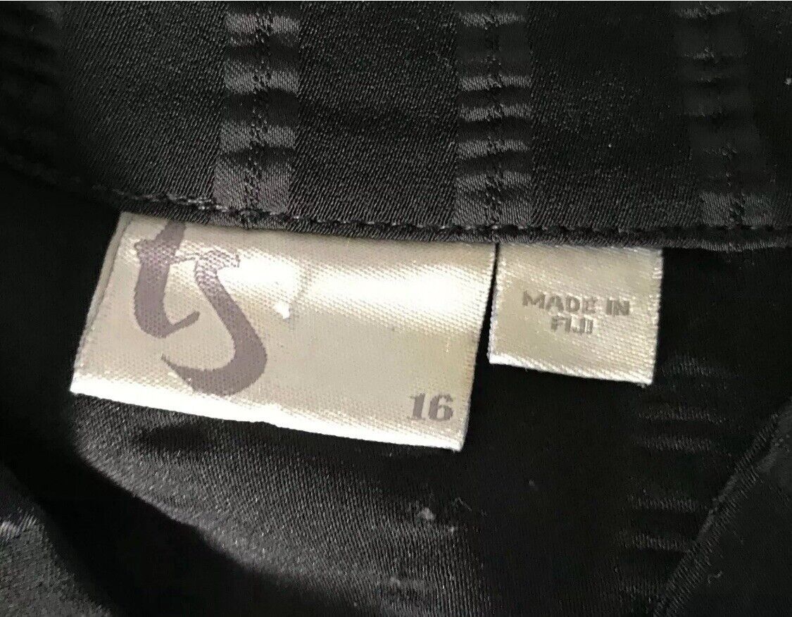 TAKING SHAPE TS Jacket Black Self Stripe Mandarin Collar 3/4 Sleeve Plus Size 16