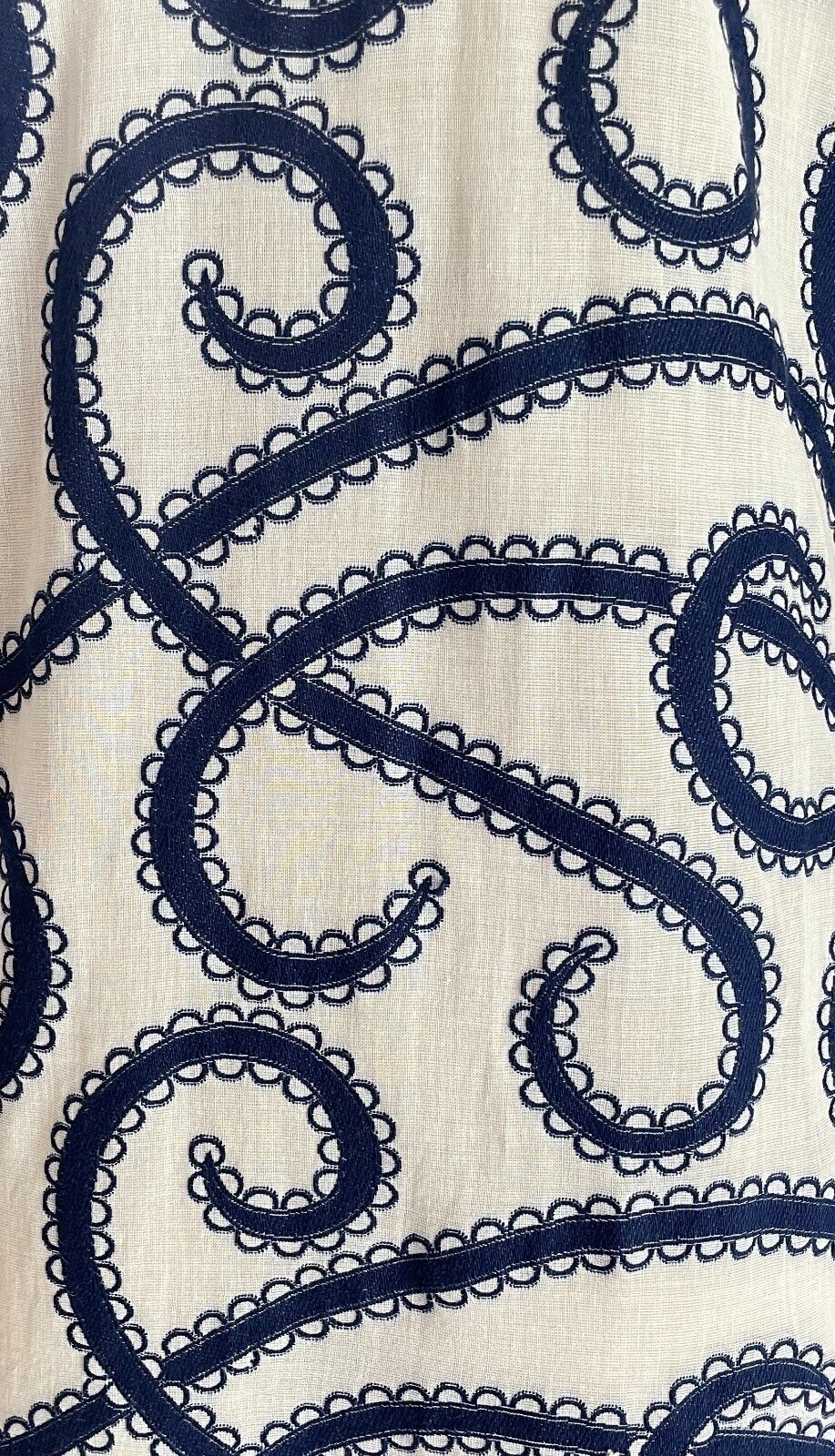PARK LANE Dress White Navy Swirl Embroidery Swiss Cotton Size 14 NOS Vintage NEW