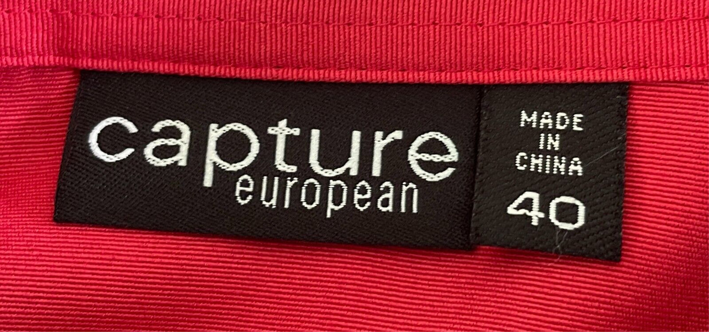 CAPTURE EUROPEAN Shirt Blouse Red Button Front Short Sleeve Size EUR 40 AU12