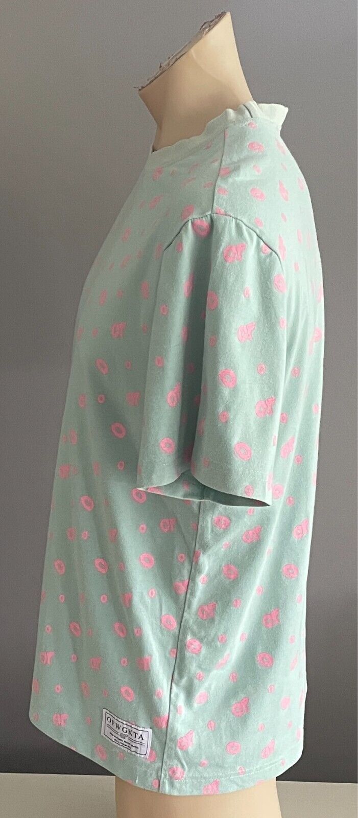 ODD FUTURE OF W GKTA T-Shirt All Over Donut Logo Print Mint & Pink Mens Size L