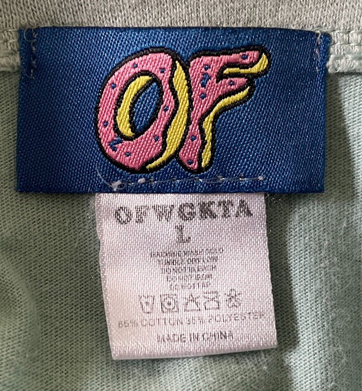 ODD FUTURE OF W GKTA T-Shirt All Over Donut Logo Print Mint & Pink Mens Size L