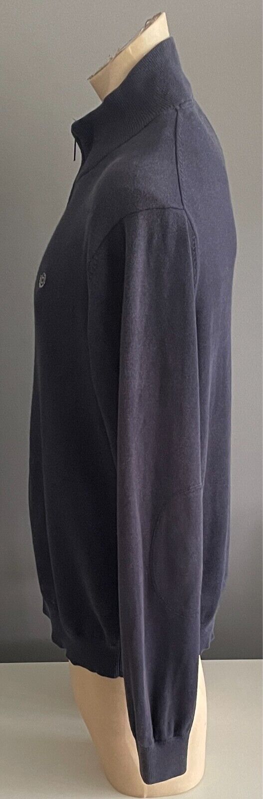 BUGATTI Top Long Sleeve Navy Zip Front Contrasting Rib Collar Mens Size L