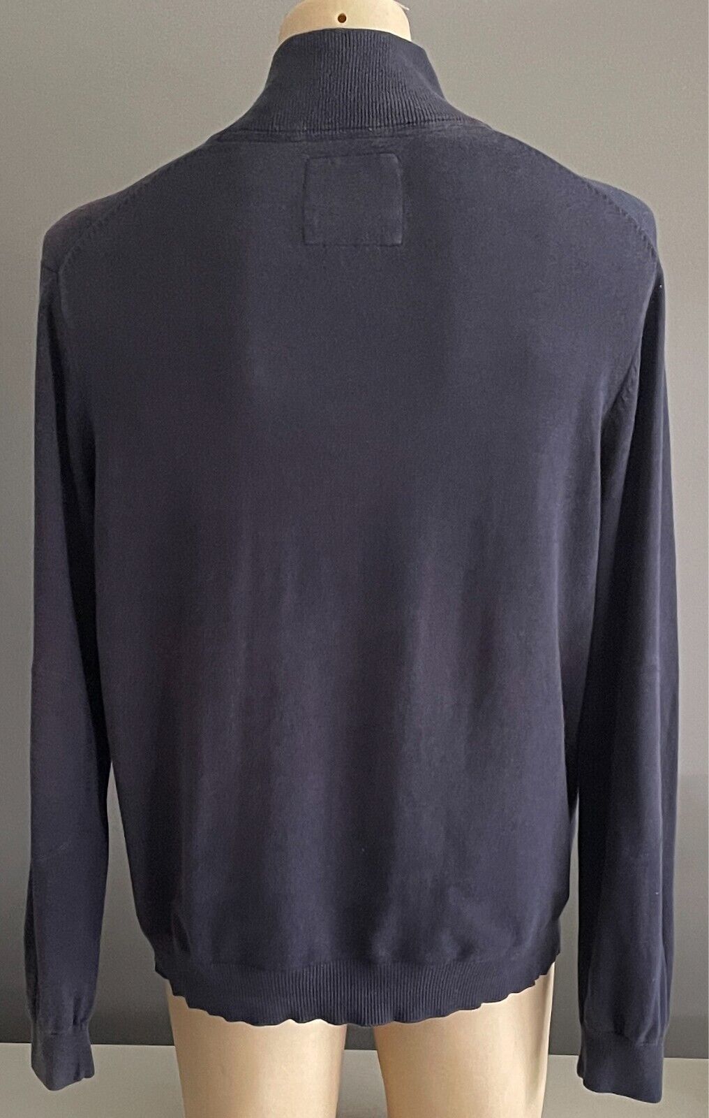 BUGATTI Top Long Sleeve Navy Zip Front Contrasting Rib Collar Mens Size L
