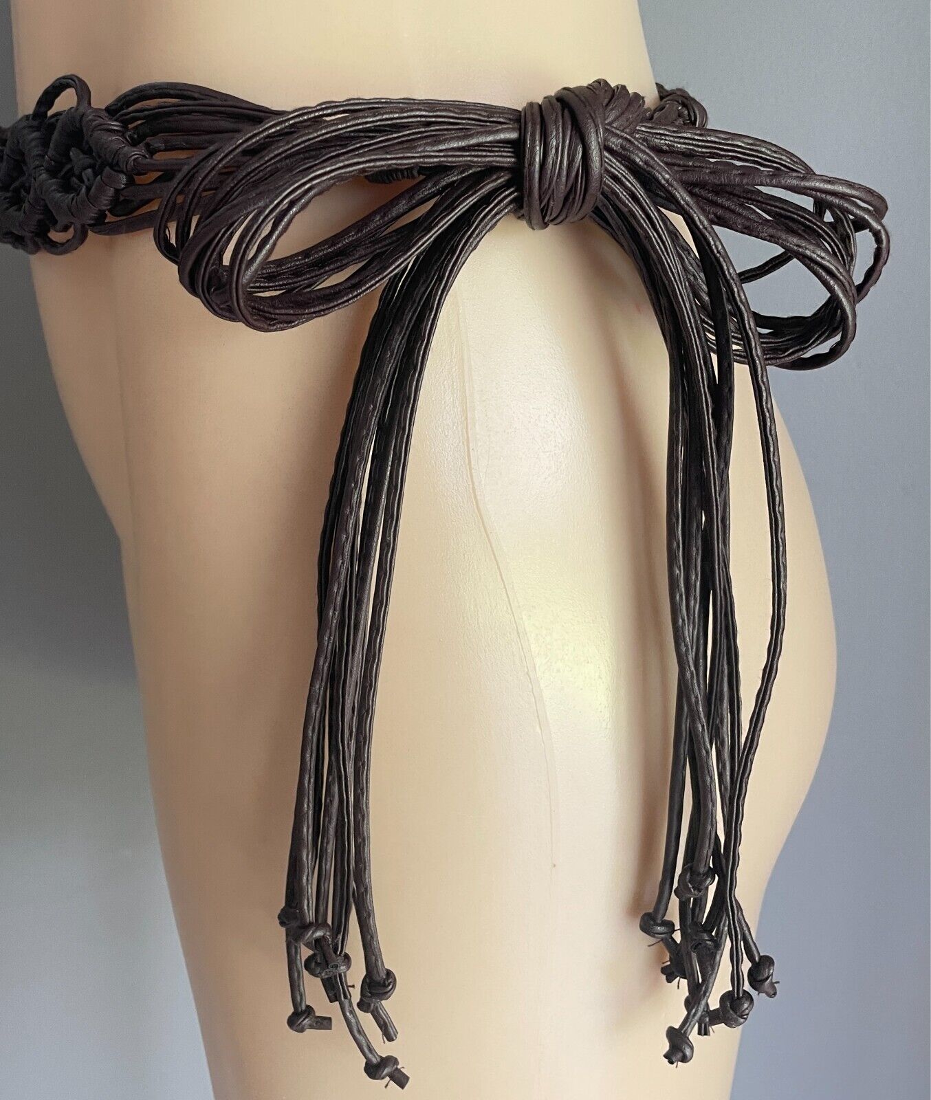 5cm Boho Belt Brown Woven PU/Pleather Knot Tie Ladies Sizes 12 - 14 Waist or Hip