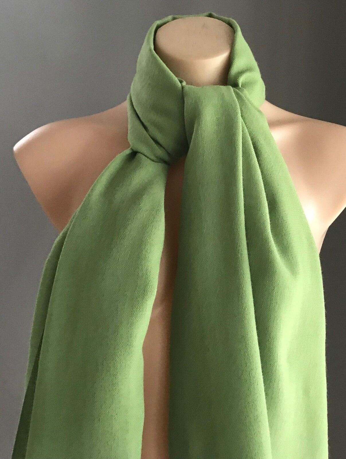Acrylic NECK WRAP SCARF Fringed Bright Green Large Wrap Shawl Rectangle