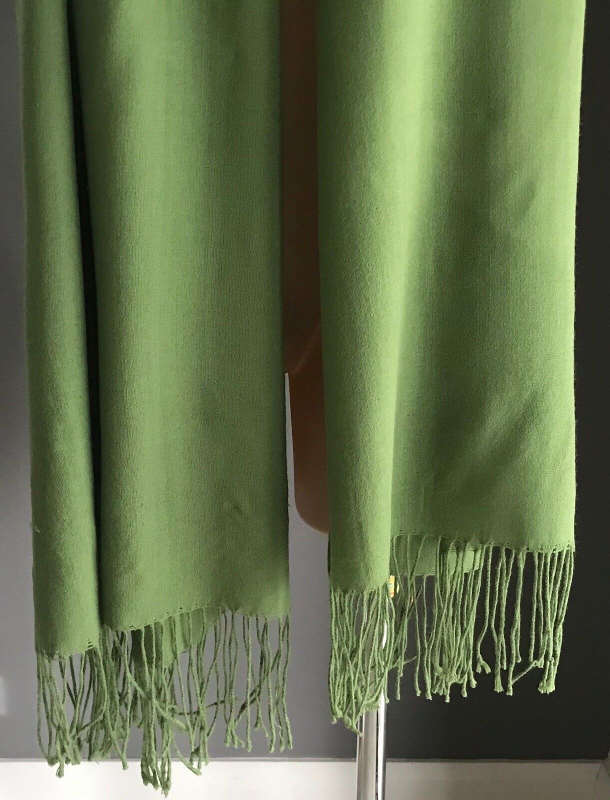 Acrylic NECK WRAP SCARF Fringed Bright Green Large Wrap Shawl Rectangle