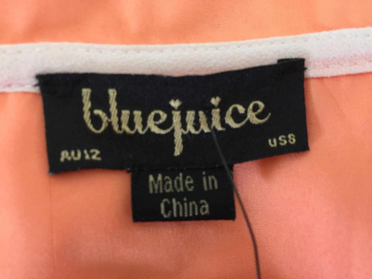 BLUEJUICE Shirt White Neon Orange Trim Long Sleeve Sheer Button Front Sz 12 NEW