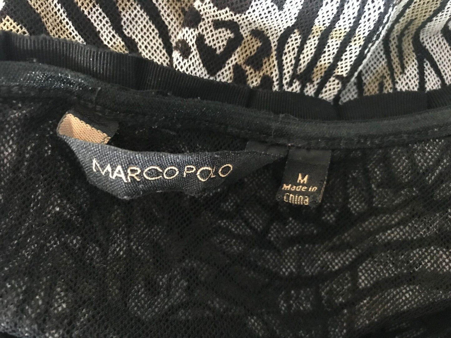 MARCO POLO Jacket Mesh Net Long Black Khaki Grey Print Size M 12 Gorgeous