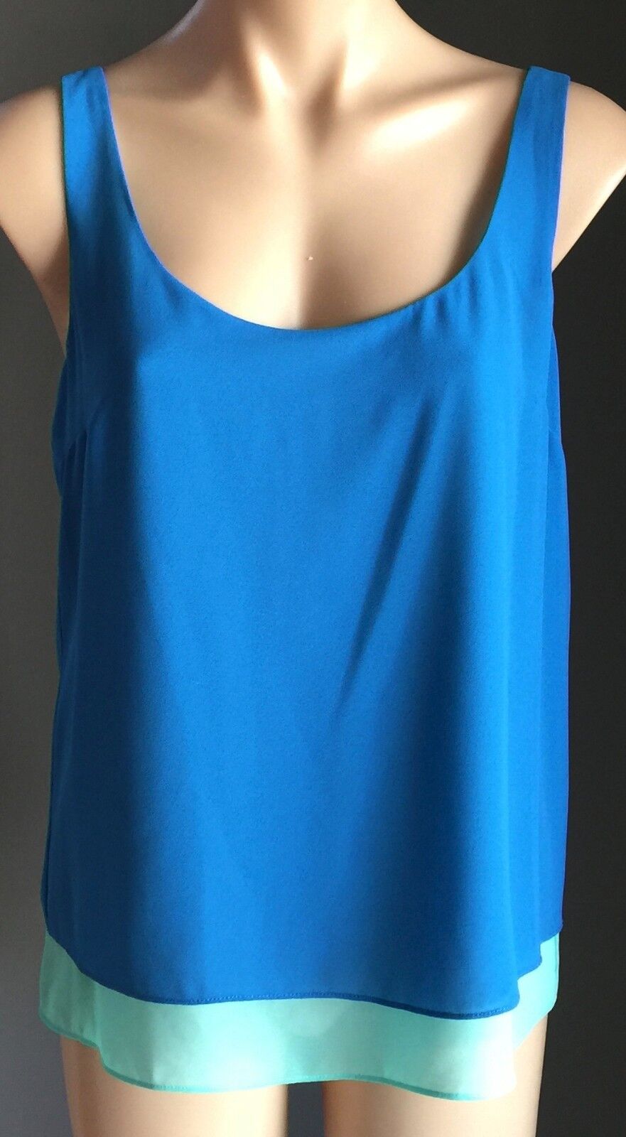 JUNK Tank Top Blue & Green Layer Ladies Size M 10 Gorgeous NEW