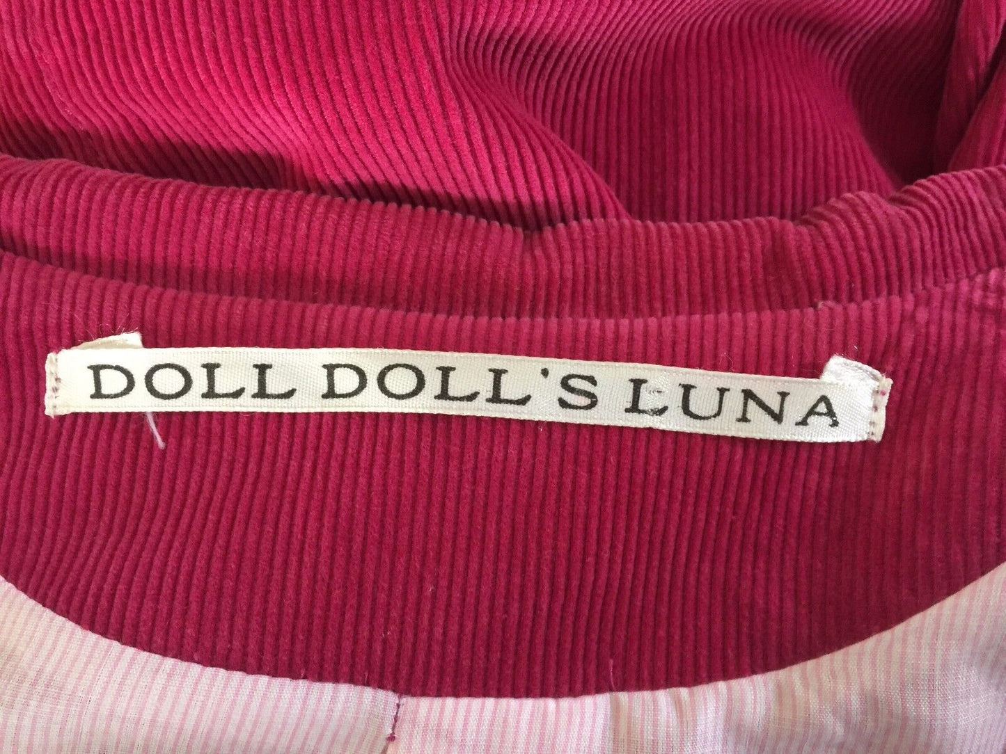DOLL DOLL'S LUNA Jacket Blazer Cerise Corduroy Red Pink Size M 10 Retro Gem
