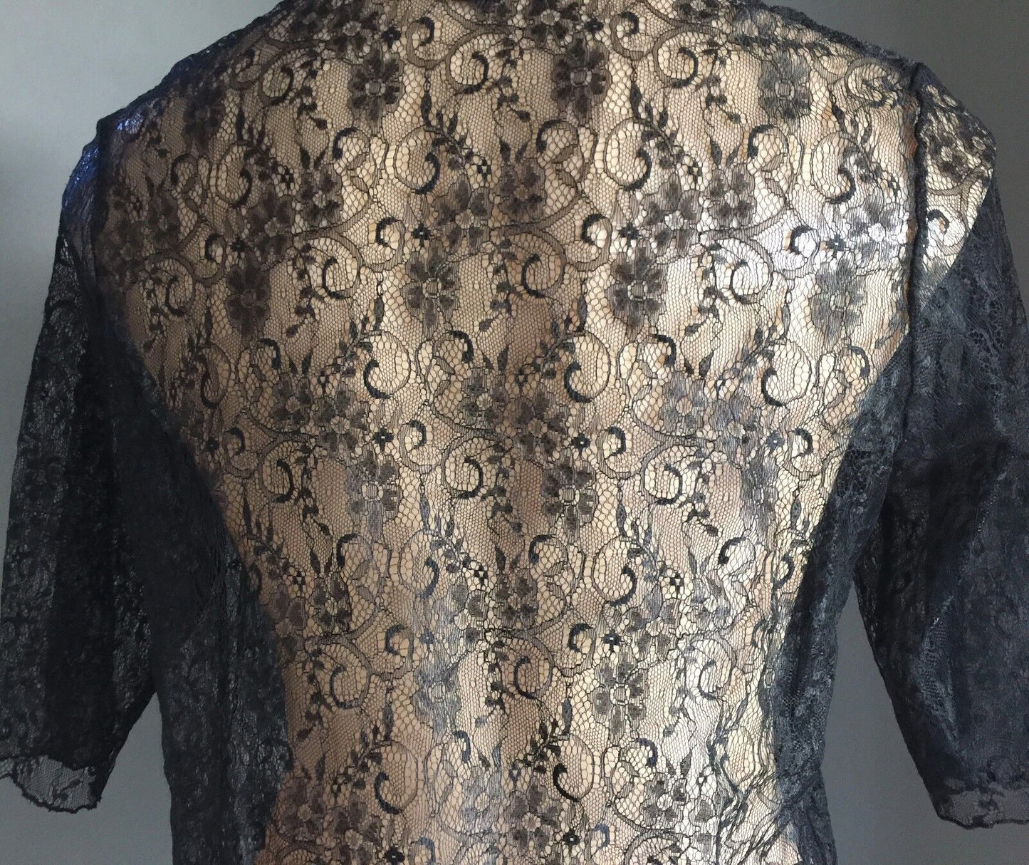 VICKY VALE Cardigan Black Lace Sheer w Tie Ladies Size 8 10 Stand Out Top NEW