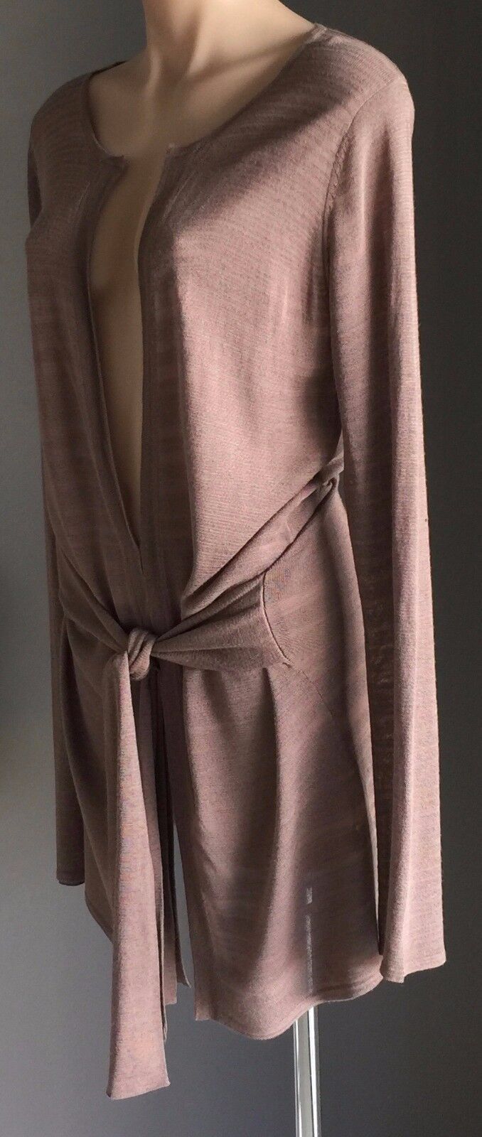 DAVID LAWRENCE Knit Cardigan Brown Long Sleeve Front Tie Ladies Size M 10 NEW