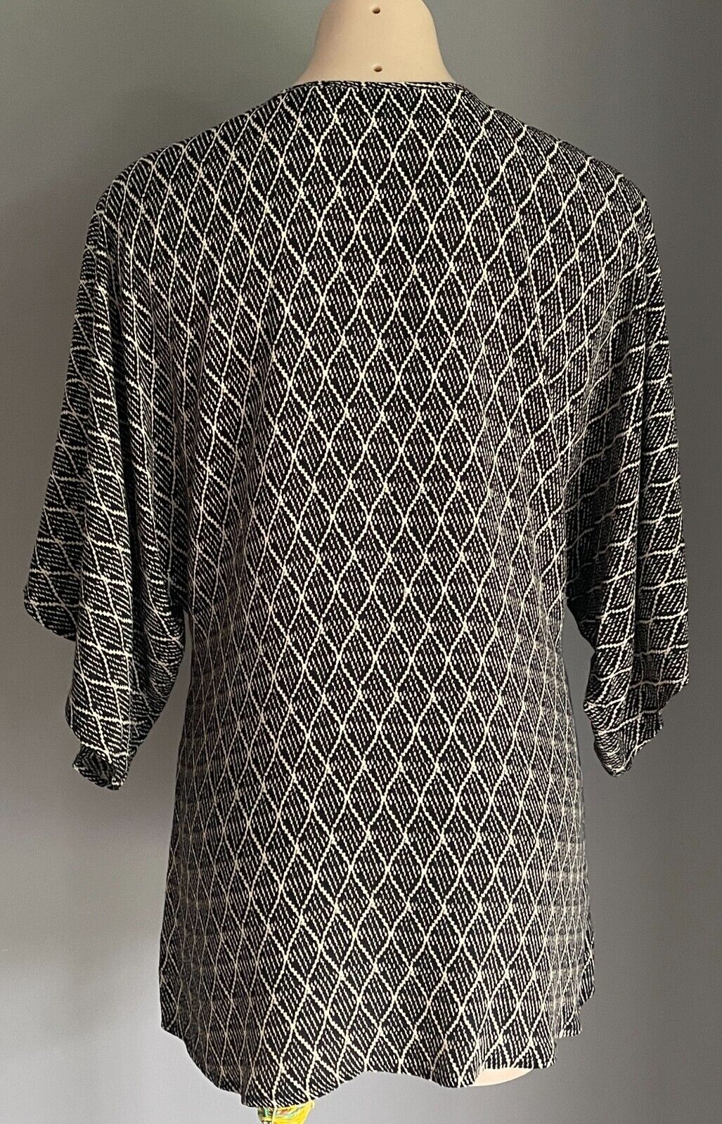 COUNTRY ROAD Jacket Light Open Black & Taupe Kimono Blouse Ladies Size S 8 10