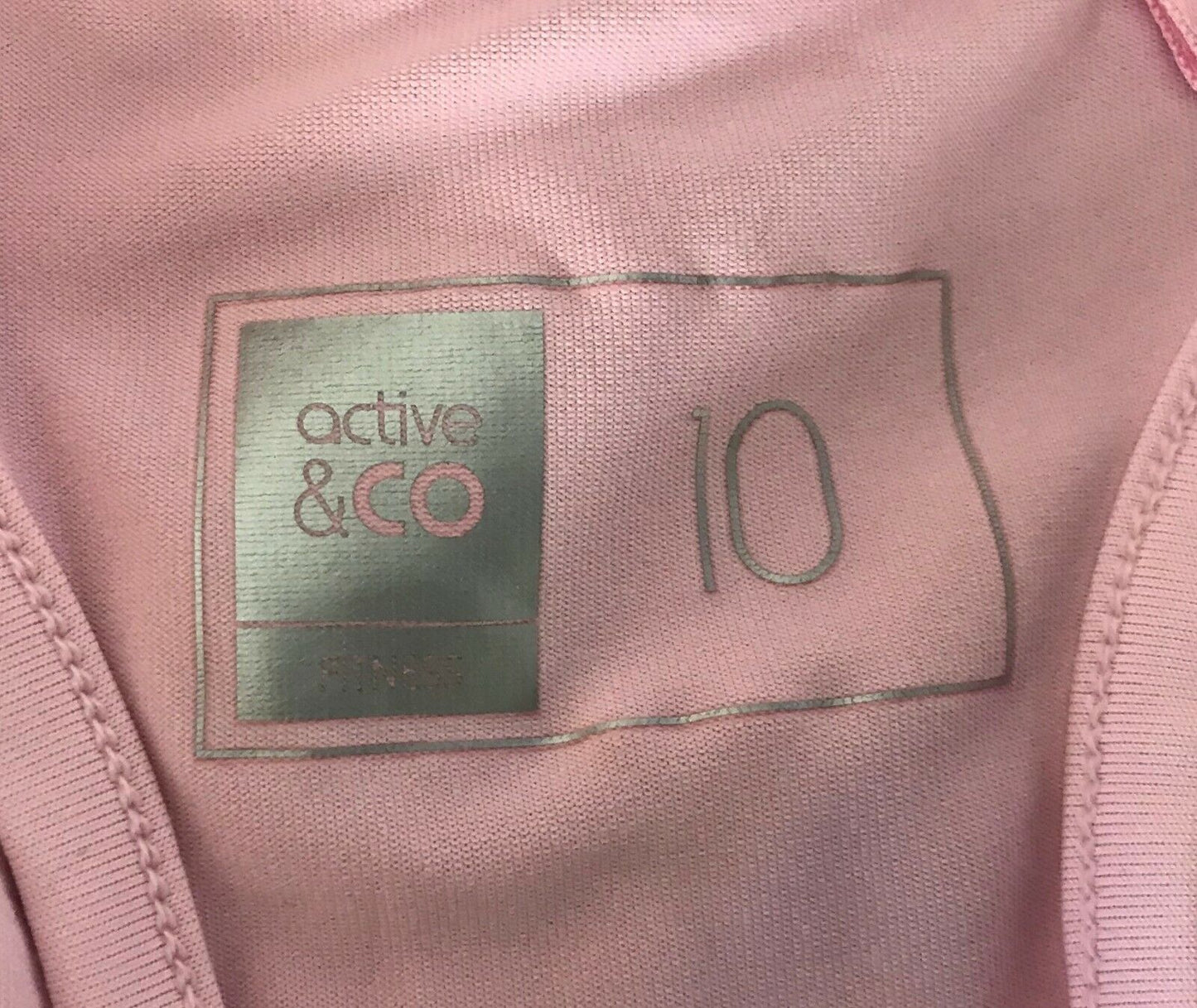 ACTIVE & CO Crop Top Sports Bra Baby Pink Medium Support Racer Back Size 10 Gym