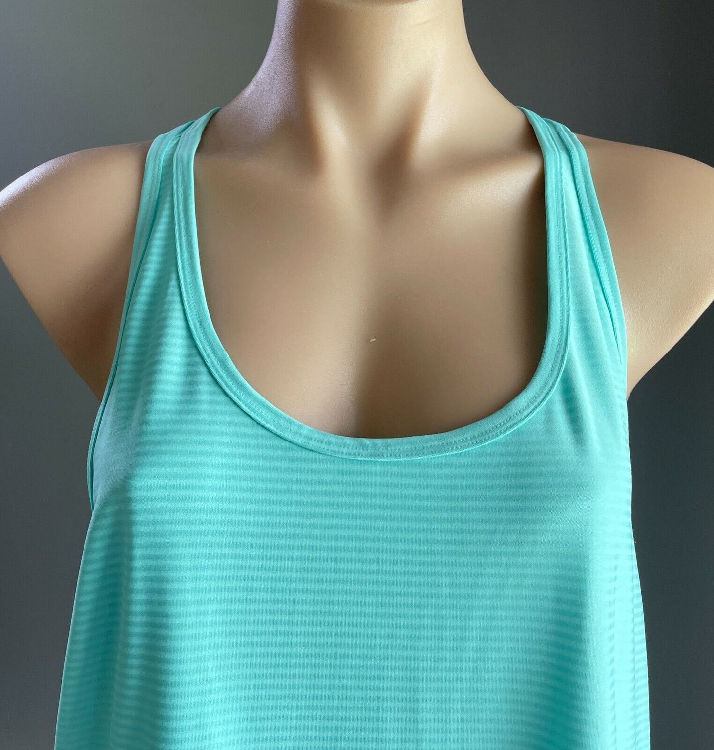ACTIVE & CO Tank Top Mint Green Singlet Self Stripe Racer Back Size 16 NEW