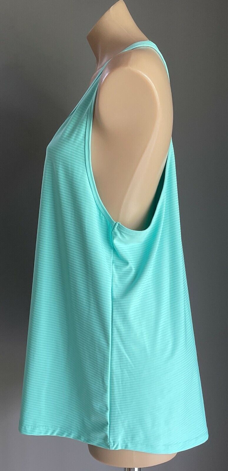 ACTIVE & CO Tank Top Mint Green Singlet Self Stripe Racer Back Size 16 NEW