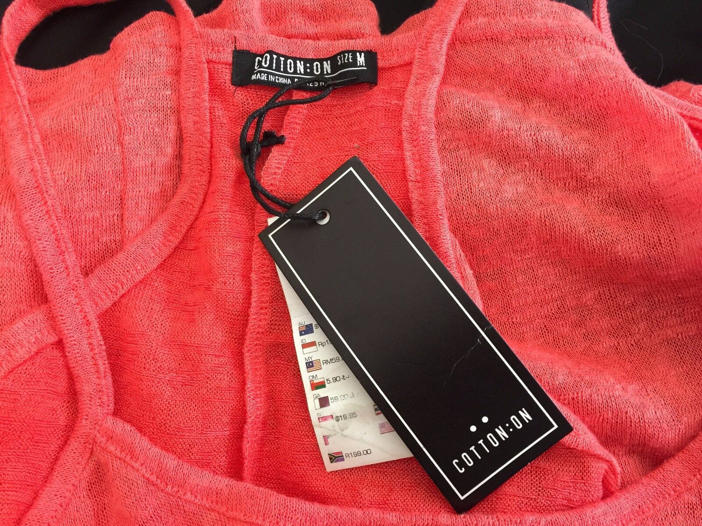 COTTON ON "Emma Crop 2" Tank Top Coral Red Sleeveless Cami Strappy M 10 12 NEW