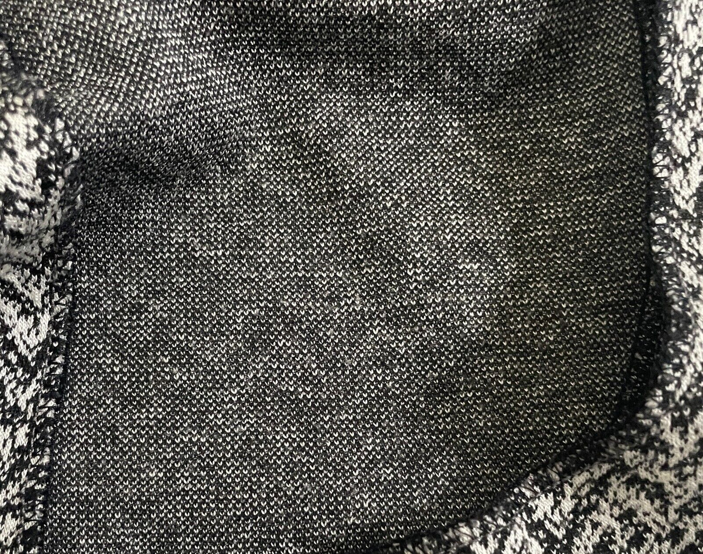 Tailored Jacket Hand Made Grey & Black Herringbone Print Knit Fabric Size 10 12