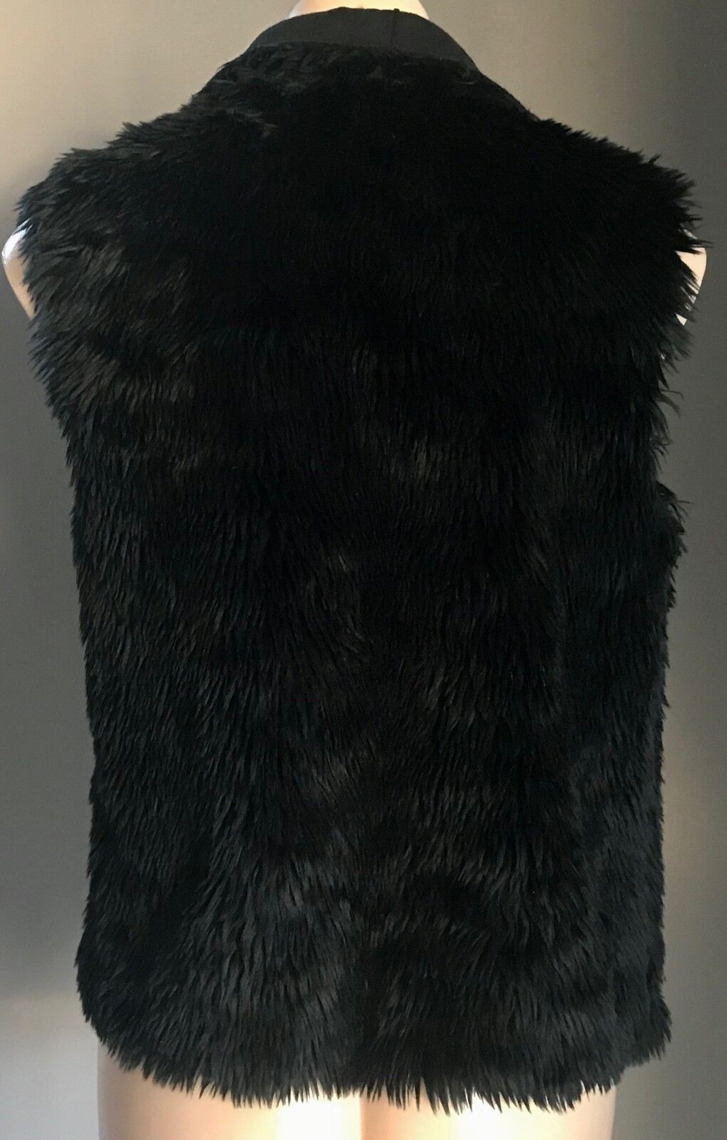 DRAPE VEST Black Faux Suede & Fur Reversible Sleeveless Ladies Size 8 - 10