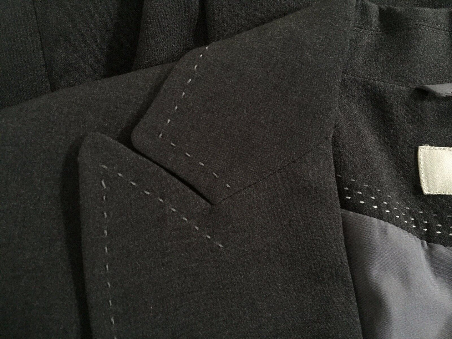 MARKS & SPENCER Jacket Tailored Charcoal Grey Contrast Stitch Ladies Size 12