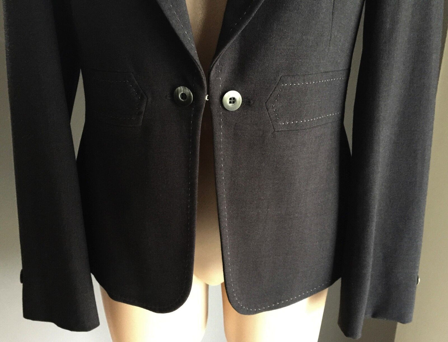 MARKS & SPENCER Jacket Tailored Charcoal Grey Contrast Stitch Ladies Size 12