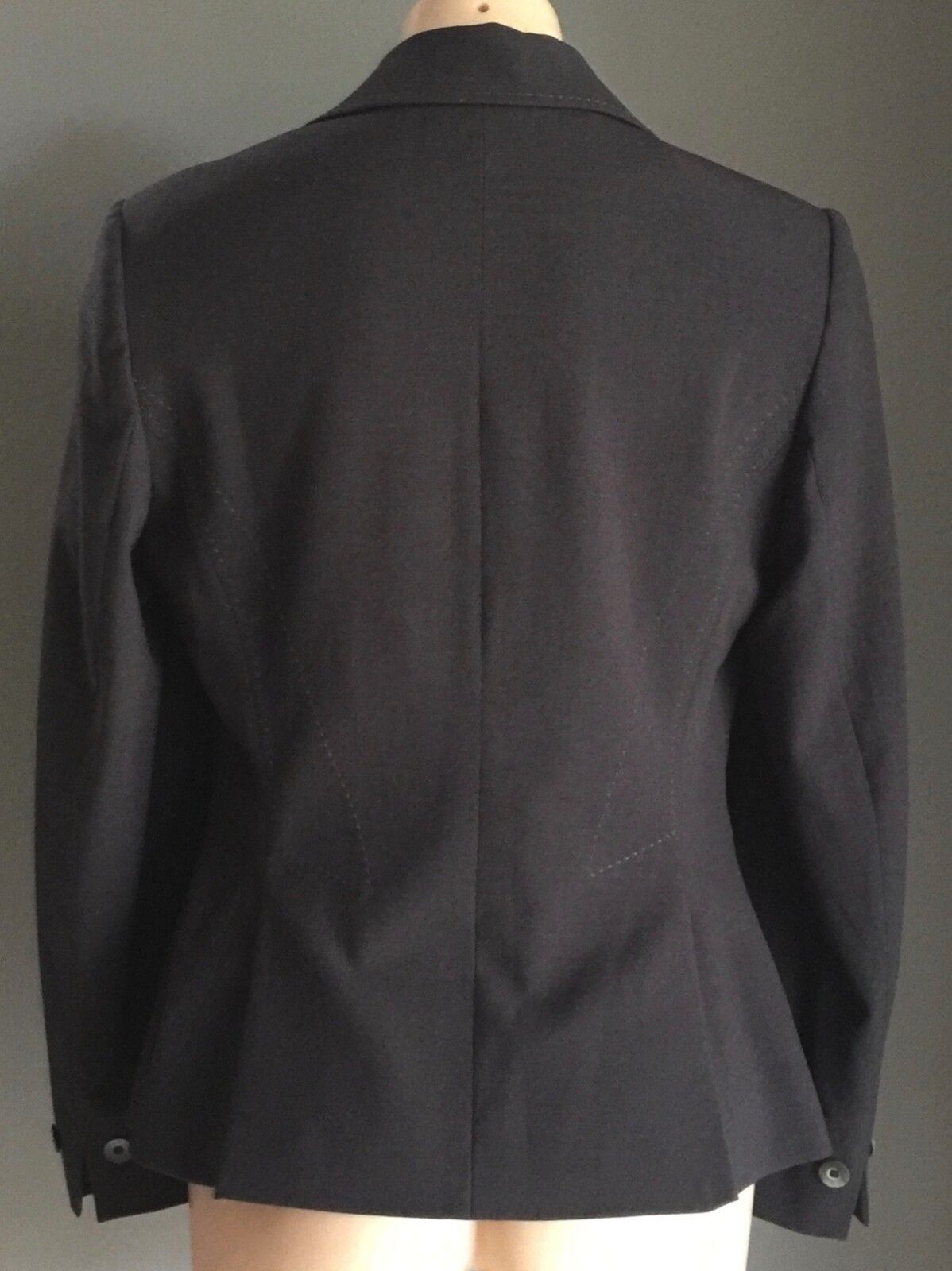 MARKS & SPENCER Jacket Tailored Charcoal Grey Contrast Stitch Ladies Size 12