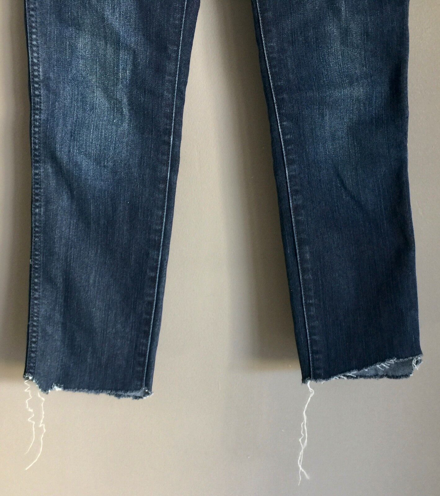 WRANGLER "Mid Twiggy" Cut Off Blue Denim Skinny Leg Rollup Vintage Size 10 Jeans
