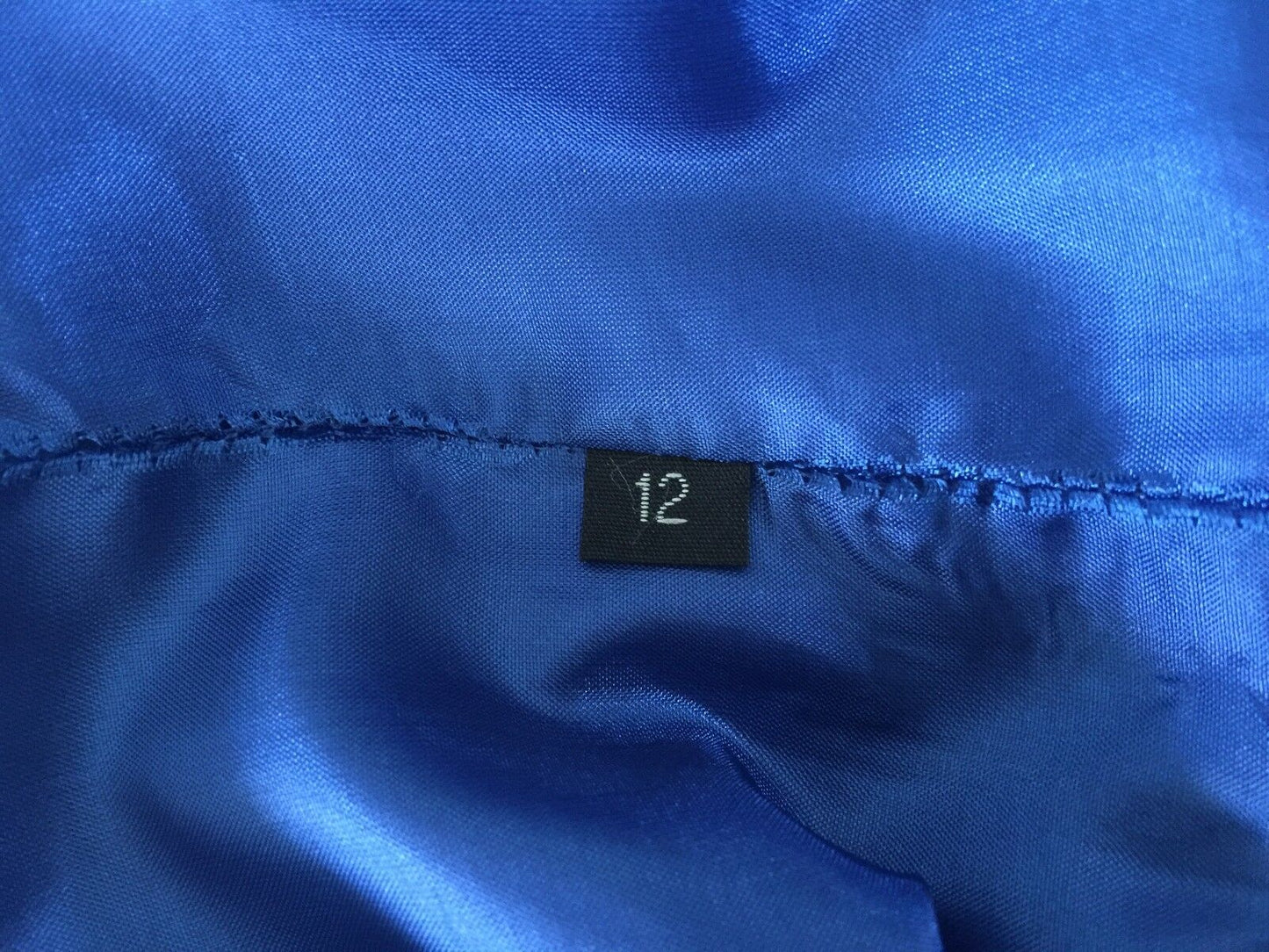 MINI Strapless Dress Blue Jewel Embellished Heavy Satin Look & Feel Size 12 NEW