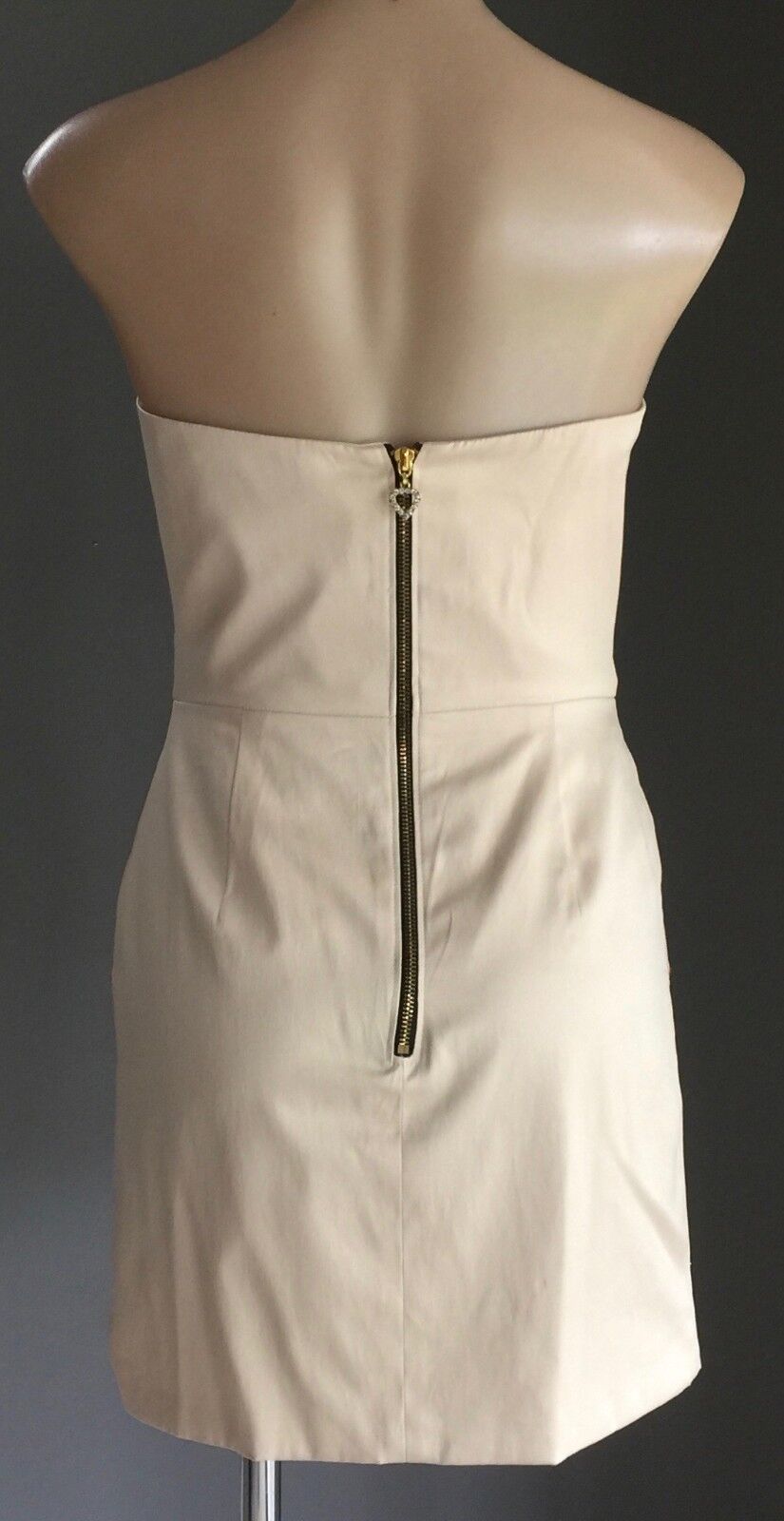 MINI Strapless Dress Soft Gold Jewel Embellished Shiny Satin Ladies Size 12 NEW