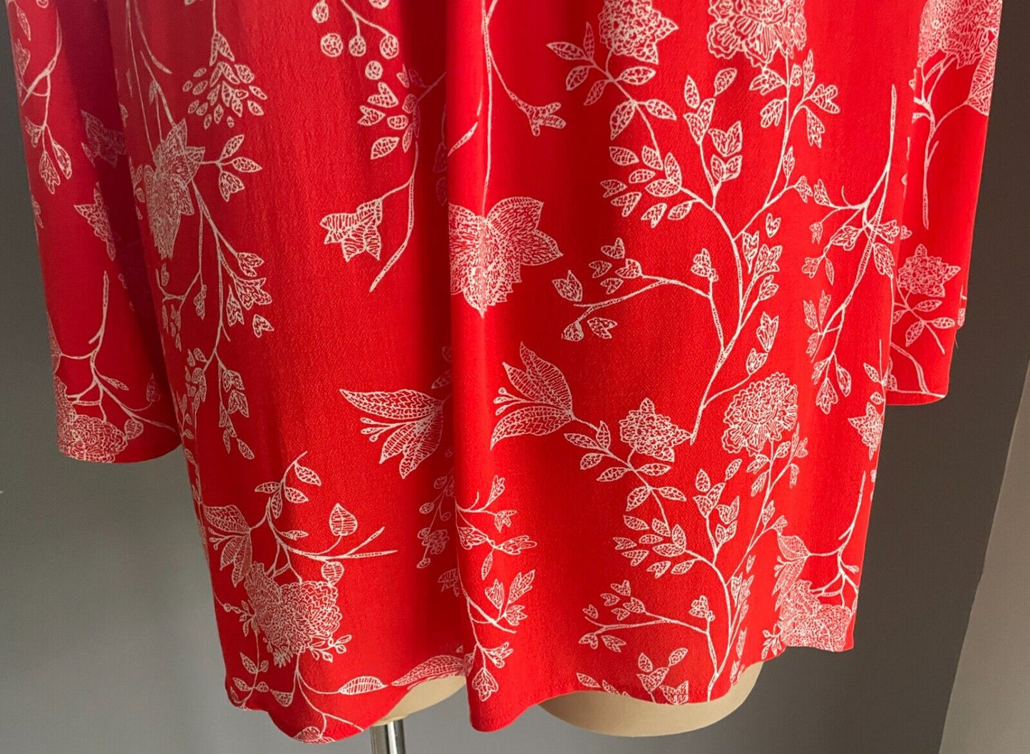 BEME Top Orange and White Floral Print V-Neck 3/4 Sleeve Plus Size 22