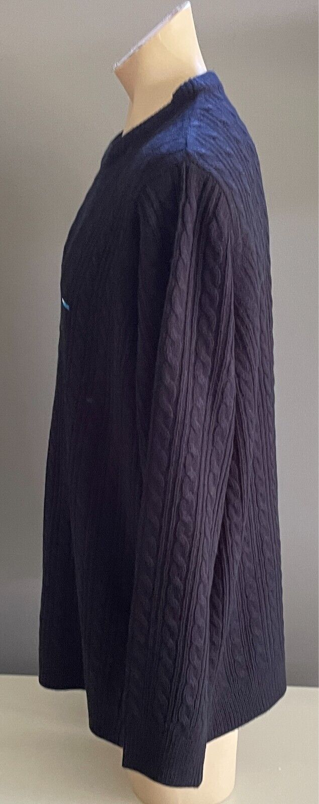 BADRHINO Navy Blue Long Sleeve Cable Acrylic Knit Jumper Mens Big Tall Size 3XL