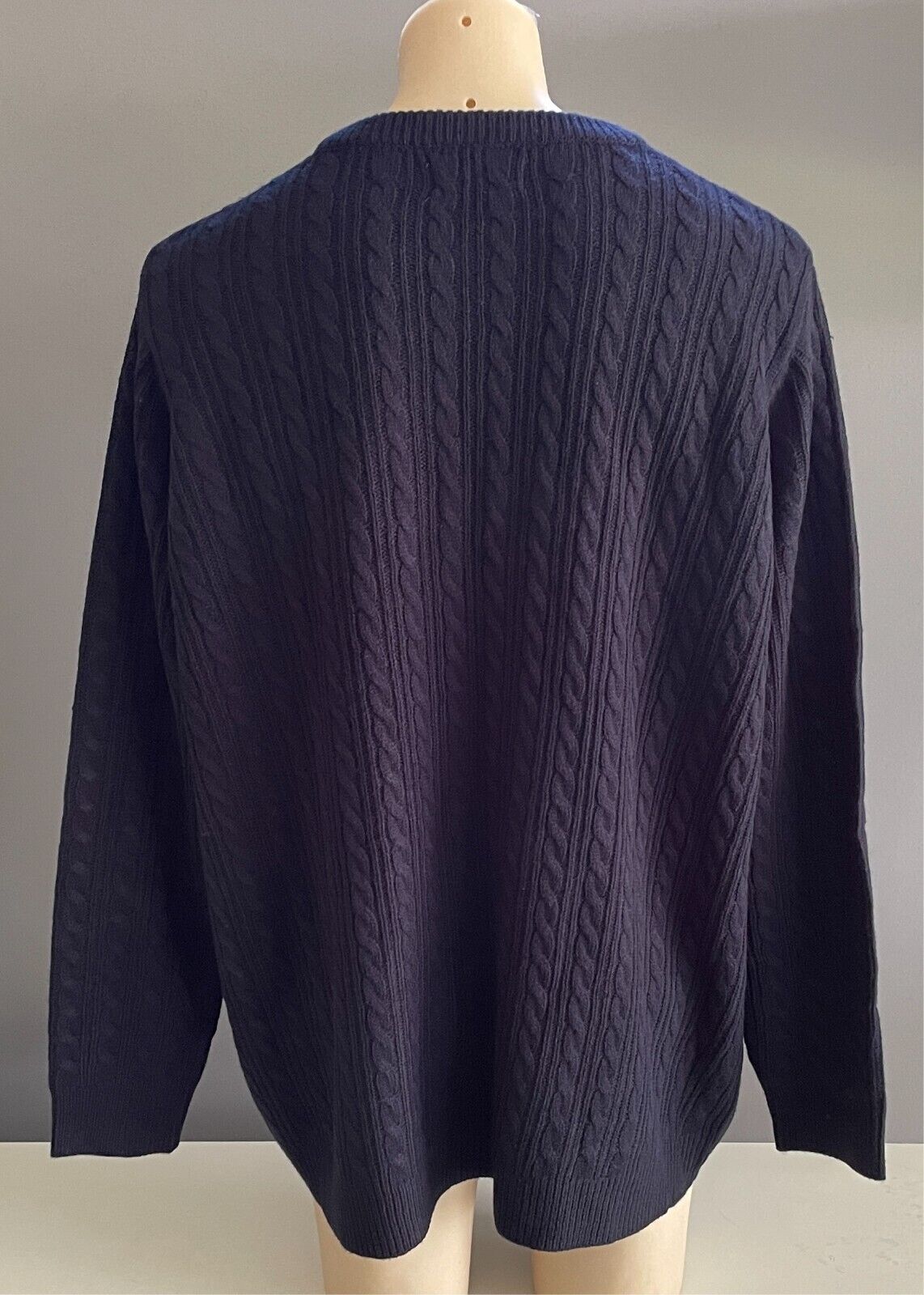 BADRHINO Navy Blue Long Sleeve Cable Acrylic Knit Jumper Mens Big Tall Size 3XL