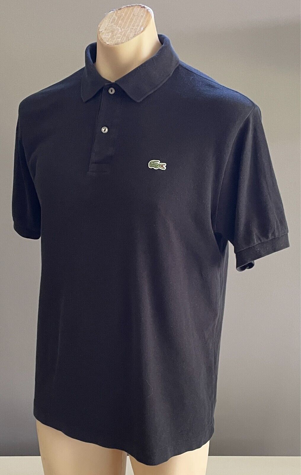 LACOSTE Black Polo Shirt Cotton Short Sleeve Mens Size S Crocodile Patch NEW