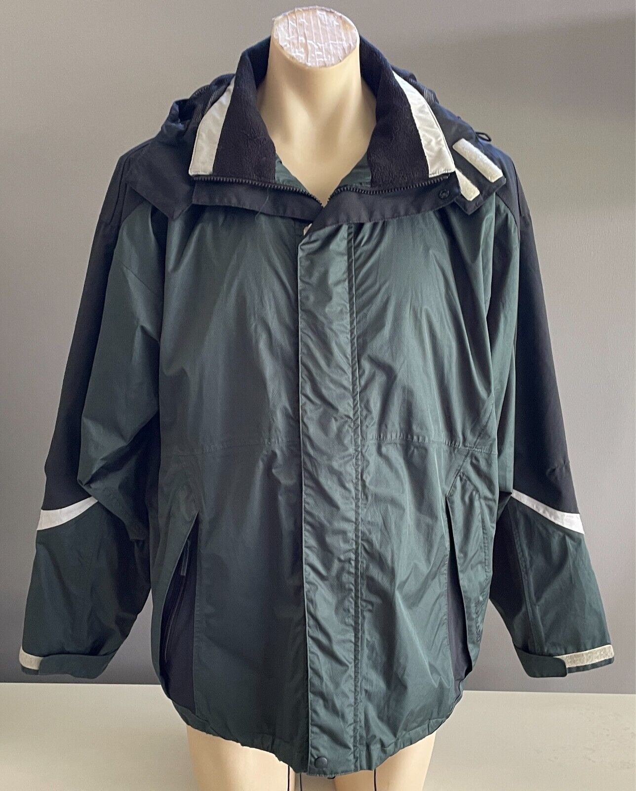 BLIZZARD Green Black Grey Waterproof Windproof Jacket Hood Mens Size XL Outdoors