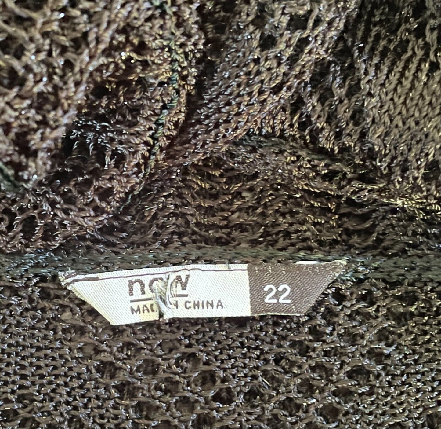NOW Black & Silver Decorative Open Stitch Knit Cardigan 3/4 Sleeves Size 22
