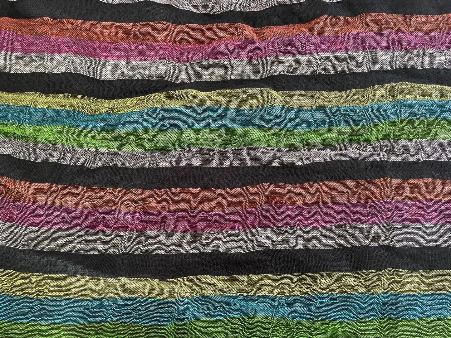 Neck SCARF Fringed Black & Stripe Lightweight Rectangle Wrap Shawl Boho