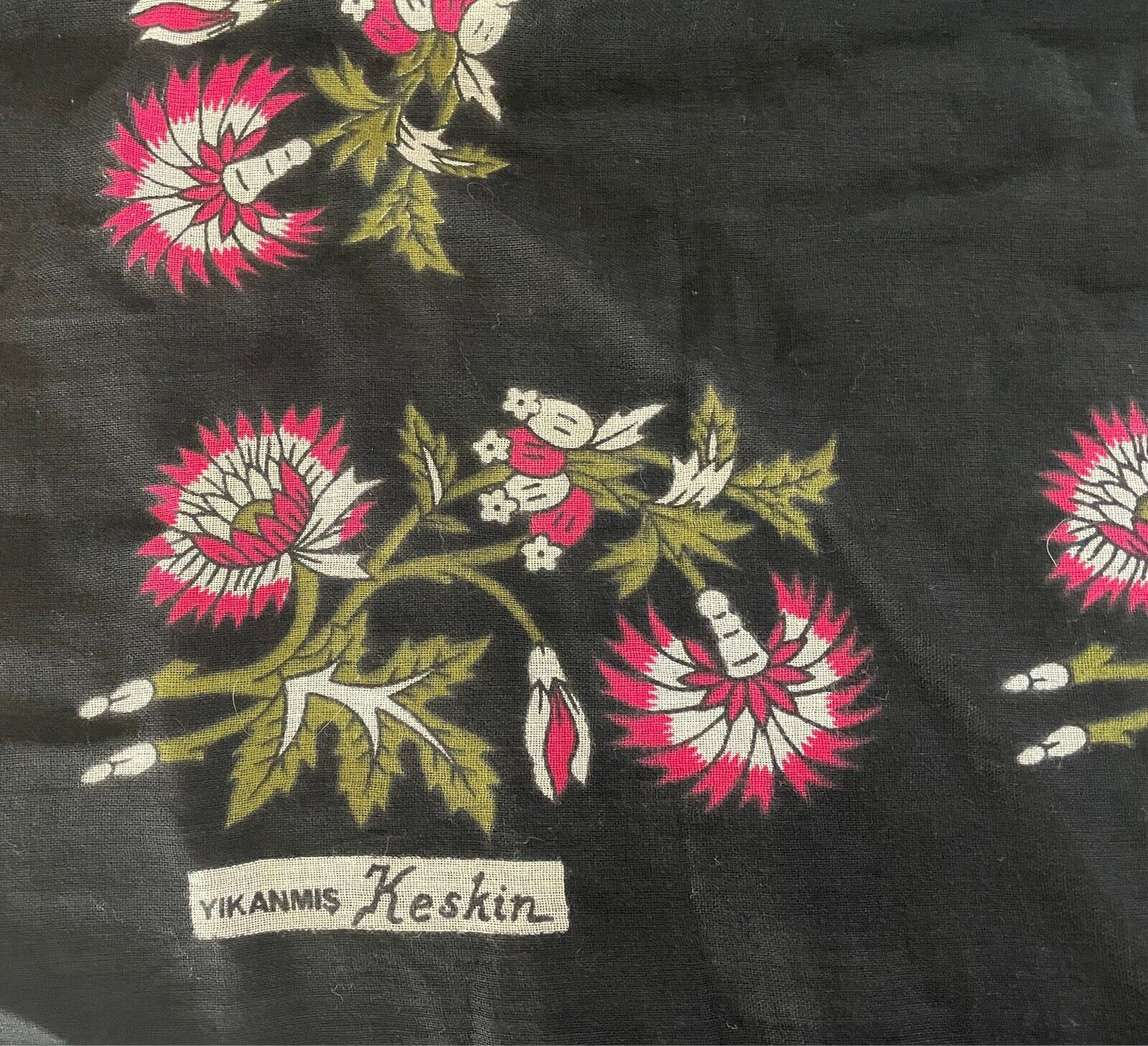 YIKANMIS KESHIN Turkish Cotton Scarf Wrap Floral Print Oya Crochet Edge Trim