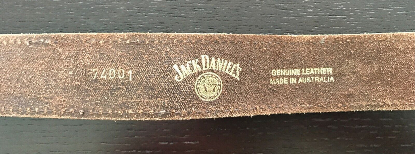 Mens LEATHER Belt Brown "Jack Daniels Old No 7 " Size XS To Fit Waist 68 - 80cm