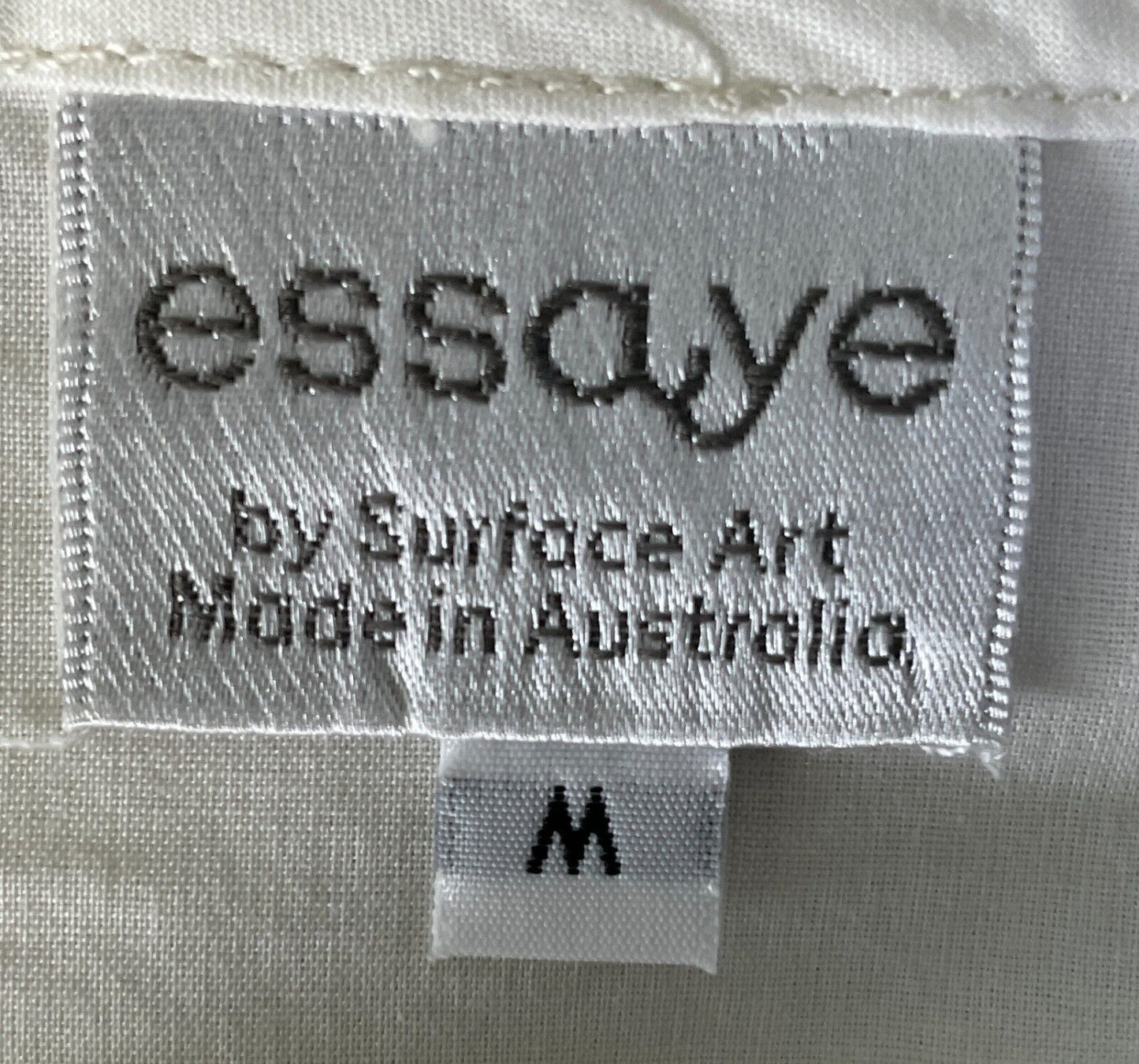 Vtg 70s ESSAYE Top White Blouse Cotton Light Extended Sleeve Size M 10 NEW