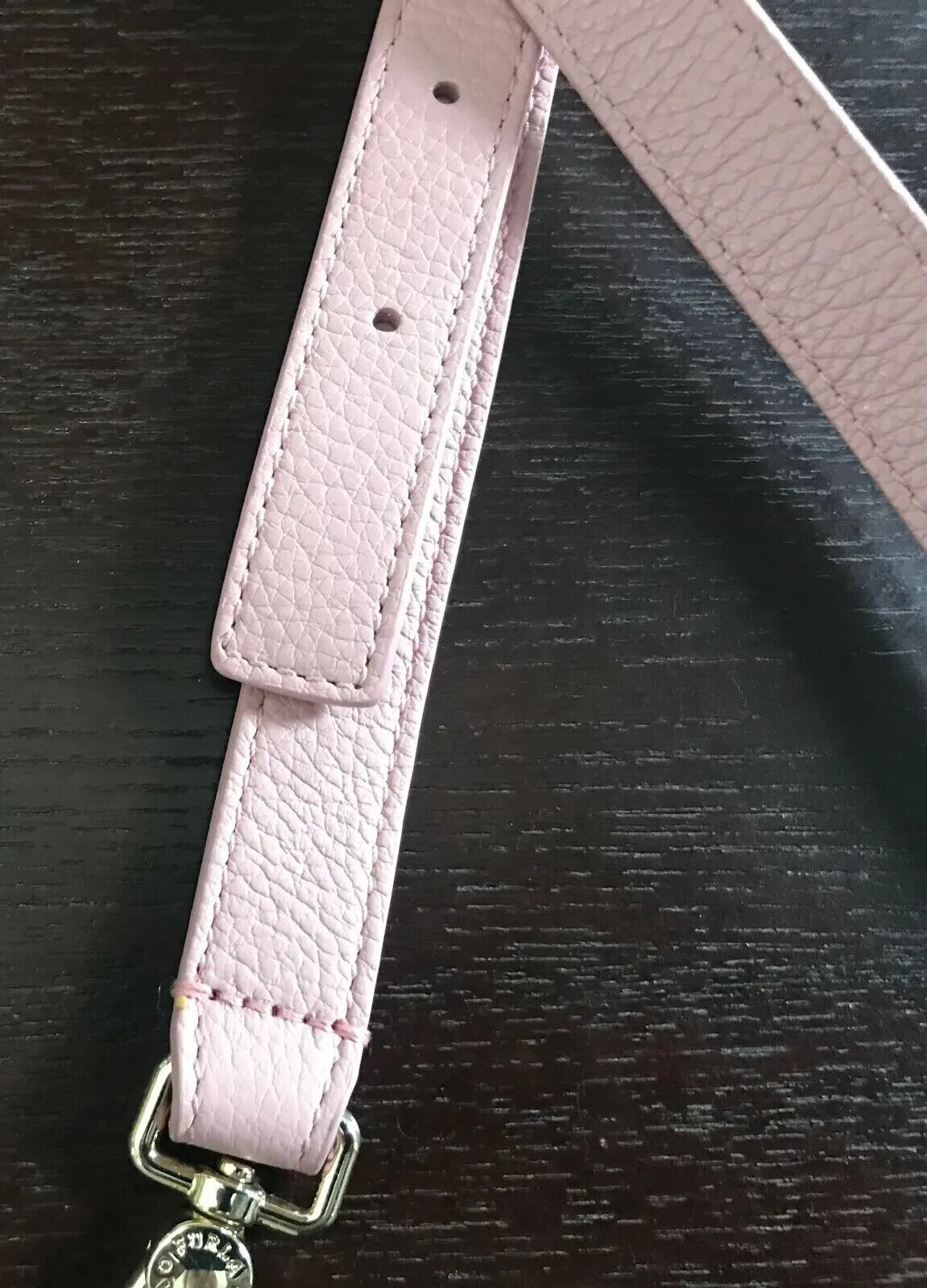 Replacement Shoulder Strap FURLA 2cm Adjustable Pink Pebble Leather Gold H/Ware
